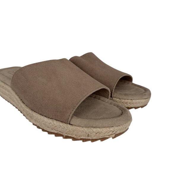 Skechers Suede Taupe Espadrilles Open Back Slip On Slide Sandal NWOT (8) - Picture 10 of 15
